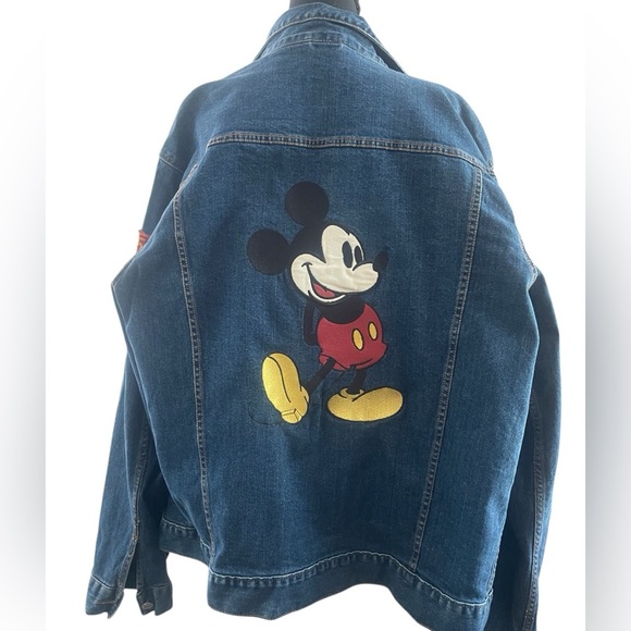 Disney Parks Mickey Mouse Denim Jacket L Embroidered Patches Rare Exclusive - Picture 2 of 13